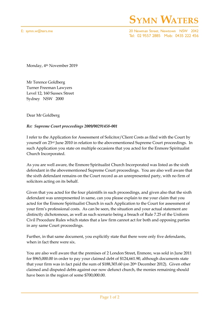 2019 11 04 - Letter to Terence Goldberg - fraud and corruption-1