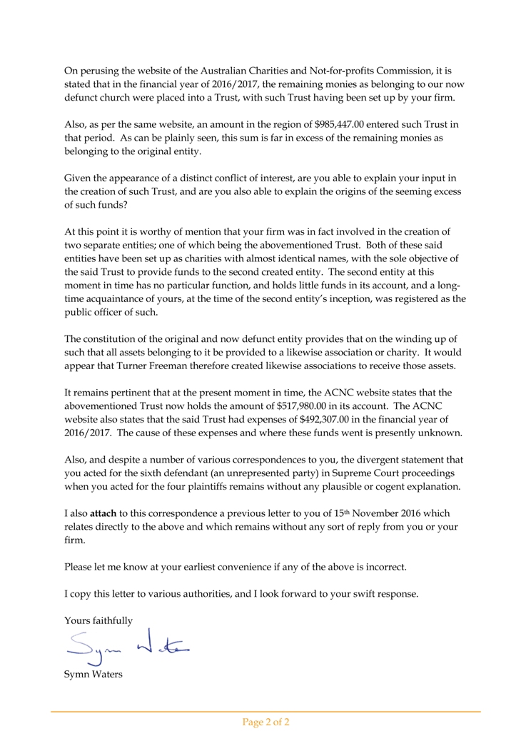2019 11 04 - Letter to Terence Goldberg - fraud and corruption-2
