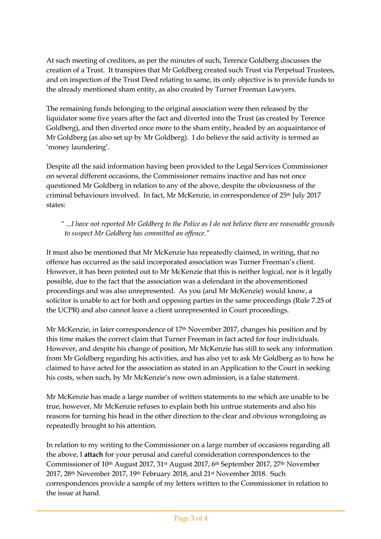 2019 04 08 - Letter to Ms Radhika Withana of Counsel - conduct of John McKenzie-3